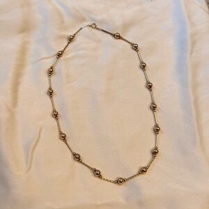 Solid 14k Yellow Gold Beaded Ball Necklace 17 inches